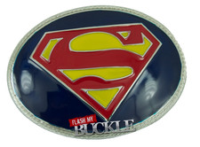 Superman Belt Buckle - Cowboy Western Style - Superman Logo - Oval Buckle