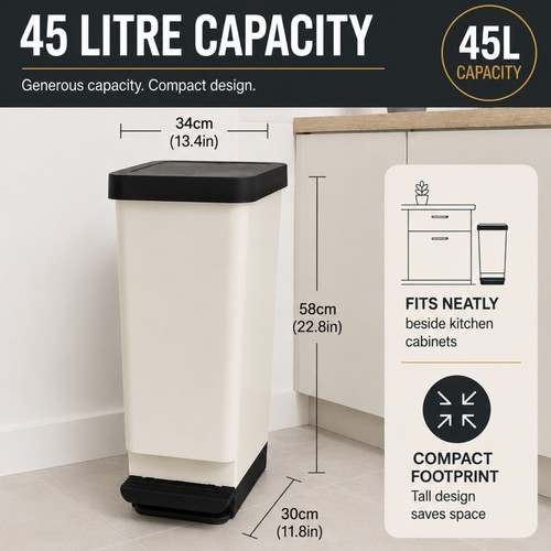 45l cream kitchen - 45l, bin
