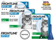 FRONTLINE Spot On Flea Treatment for Cats Kill Fleas Ticks Lice 1, 3, 6 Pipettes