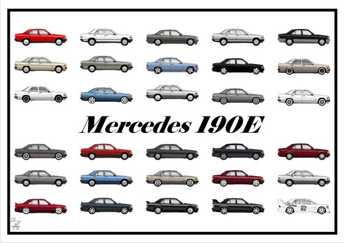 Poster mercedes 190e - -,