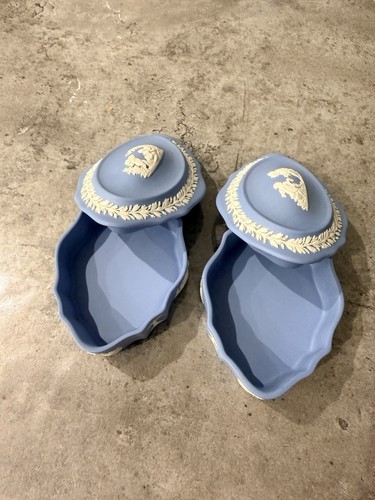Pair wedgwood blue jasperware - pair,
