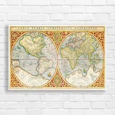Antique World Map Vintage