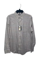 Van Heusen White Plaid Regular Fit” Long Sleeve Button Down Shirt M15-15.5