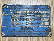 Original 1972 Lister HRW4 Diesel Engine Generator Data Plate