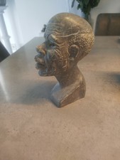 Vintage Hand Carved African Heavy Stone  7" Bust/Sculpture