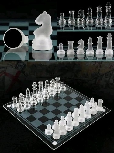 Large glass chess - glass, 14"x14"