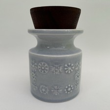 Vintage Portmeirion Totem Small Grey Spice Jar HTF Colour Teak Lid 60's