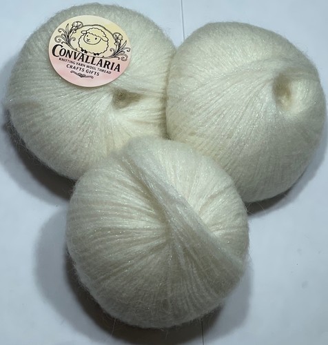 White glitter mohair yarn - white,