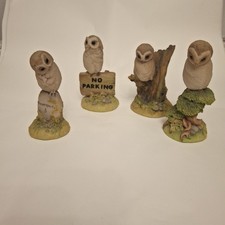 4 Teviotdale Owls On Various Perches Ornaments  On Bases  10cm Tall  