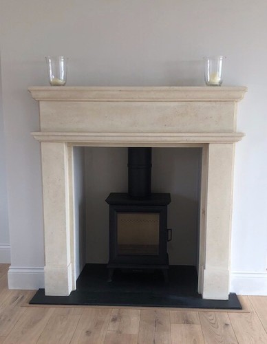 Bath stone natural fireplace - stone,