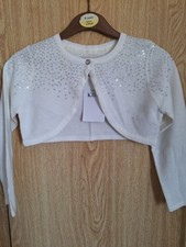 Marks & Spencer Pretty white Girls cardigan/bolero." age 4 / 5 ." 