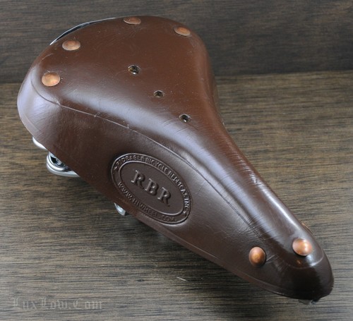 Brown leather bicycle saddle - leather,