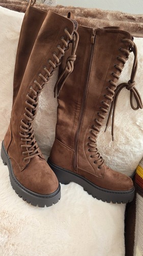 Ladies brown faux suede - brown,