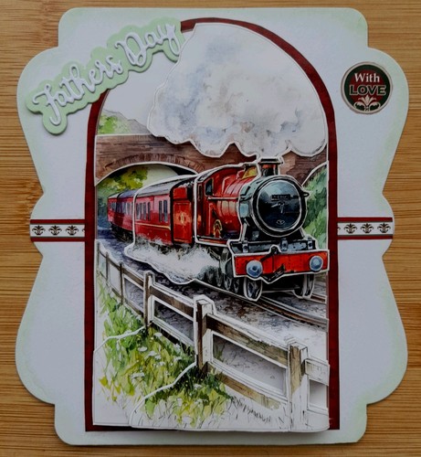Handmade steam train decoupage - handmade,