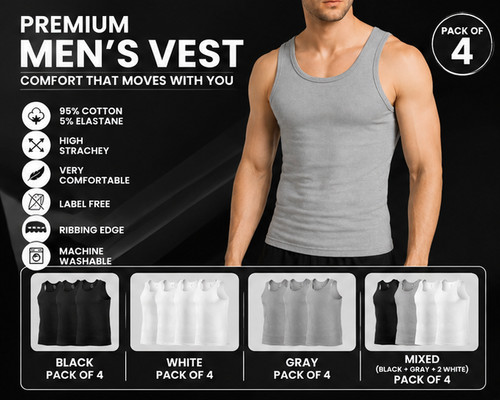 Men vest ribbing - men’s, cotton