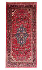 STUNNING ISPAHAN RUG HAND MADE PERSIAN FLORAL WOOL RED CARPET 9'10" x 4'7"