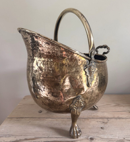 Vintage brass hammered - vintage, coal