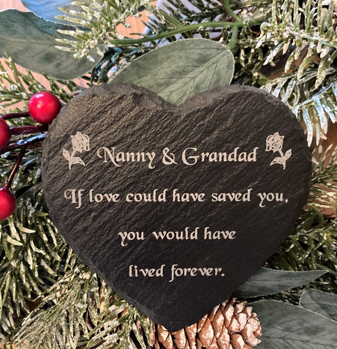 Slate heart memorial - heart, grave