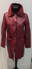 Pinko Designer Vegan Leather/Faux Fur Coat/ Jacket Burgundy Red Size 8