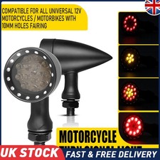 2x Motorcycle Black Amber Red