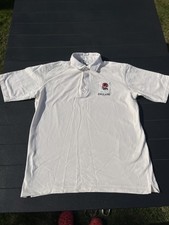 90s England Rugby Union Polo Shirt - Cotton Traders - Creme/White - Large