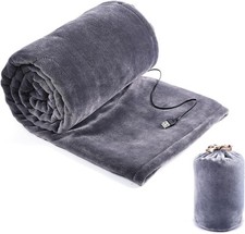 Febory Electric Heated Throw Blanket 140x80cm Soft Touch USB Blanket Gray