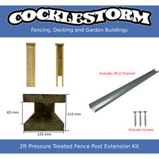 2ft Tanalised Timber/Concrete Garden Fence Panel Post Extension Kit