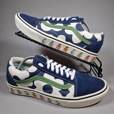 Vans Old Skool Blue White Flower Printing Skate Shoes Trainers Unisex Size 8