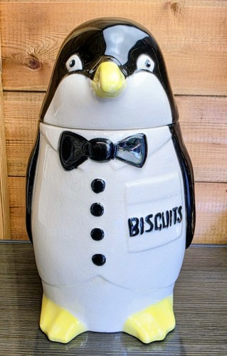Penguin ceramic biscuit barrel - penguin,