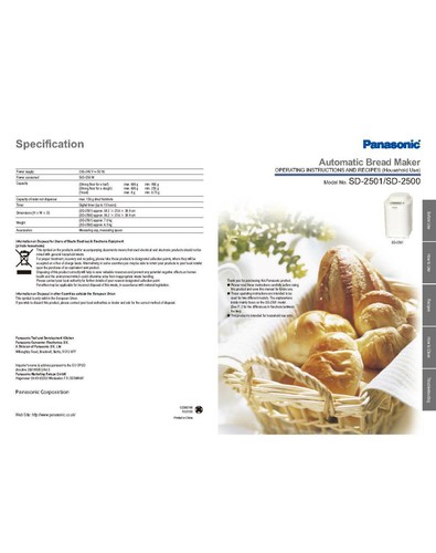 Panasonic sd2501 sd2500 bread - panasonic,