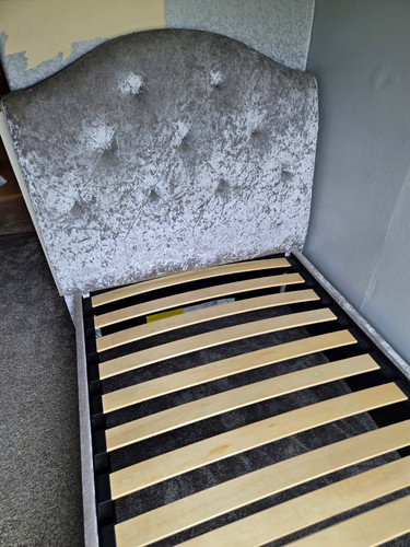 Grey velvet upholstered single - velvet,