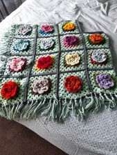 Handmade Crochet 3d Flower Poncho. One Size