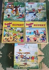 5 X Vintage Jigsaw Puzzles 1970s/80s Rupert The Bear 3x50 2x80 Piece -GT42