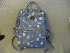 Beba Mour blue grey rabbit design nappy rucksack bag