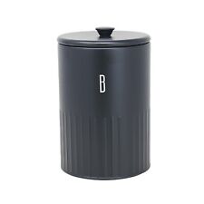 Biscuit Tin 1.5L Metal Black Round Cookie Food Storage Canister w/ Airtight Lid