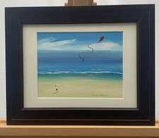 Signed Caroline Atkinson Cornish Beach Scene Framed Picture - FREE P&P