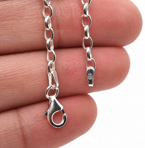 Silver necklace chain oval - necklace,