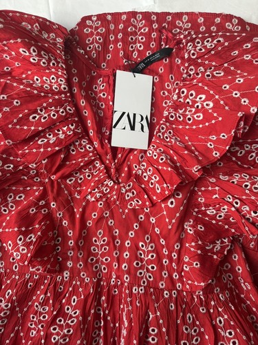 Zara voluminous red cutwork - zara,