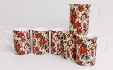 Poinsettia Mugs Set of 6 Fine