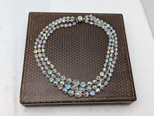 Vintage Triple Multistrand Aurora Borealis Rainbow Glass Necklace Jewellery