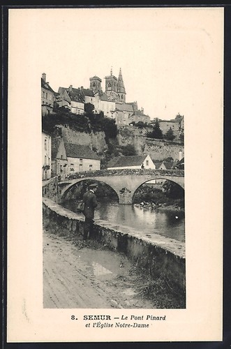 Old postcard semur pont - semur,, le