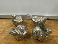 Betel Nut Trinket Boxes Antique Repoussé White Metal Cambodian?  118g