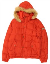 ADIDAS Mens Neo Label Hooded Padded Jacket UK 38 Medium Orange Polyester AP02