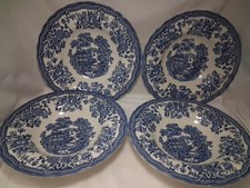 *TONQUIN BY MYOTT* 1982 Blue White Dish Floral X 4 Vintage