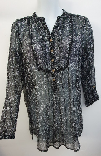 Womens black shirt ditsy - black,