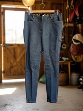 34"W navy denim gallop horse