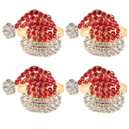 4pcs napkin rings santa hat - rings,