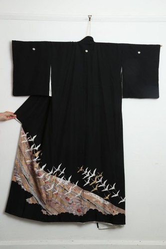 Vintage japanese kimono crane - vintage,