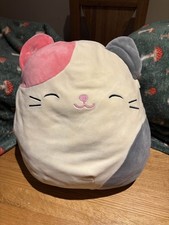 Squishmallows Karina The Cat Soft Plush Toy Cream Pink Grey 12" WELL LOVED