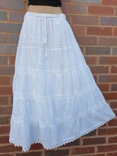 White Cotton Lace Maxi Skirt